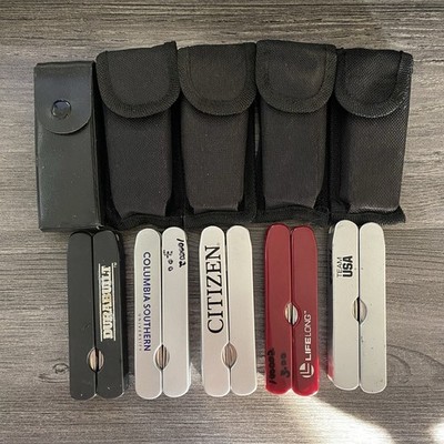 Lot of 5 Multi Tools with Sheath Knife Pliers Screwdriver File