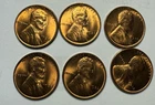 6 coins 1935 P Coppers BU Full Red from original roll