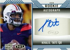 2020 SAGE HIT #A86 Khalil Tate Rookie Autographs Blue