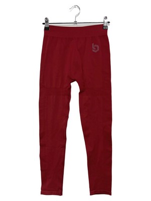 BEYOND LIMITS Damen Leggings Sportlich Rot Uni Logo-Print Gr. S