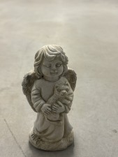 Angel Holding Cat Figurine Pet Memorial Statue Stone Look Garden Decor Gift