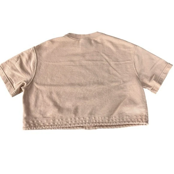 Nike Mujer Manga Corta Cuello Redondo Sudadera Top Marrón Claro Melocotón Talla M Foto 2 de 4