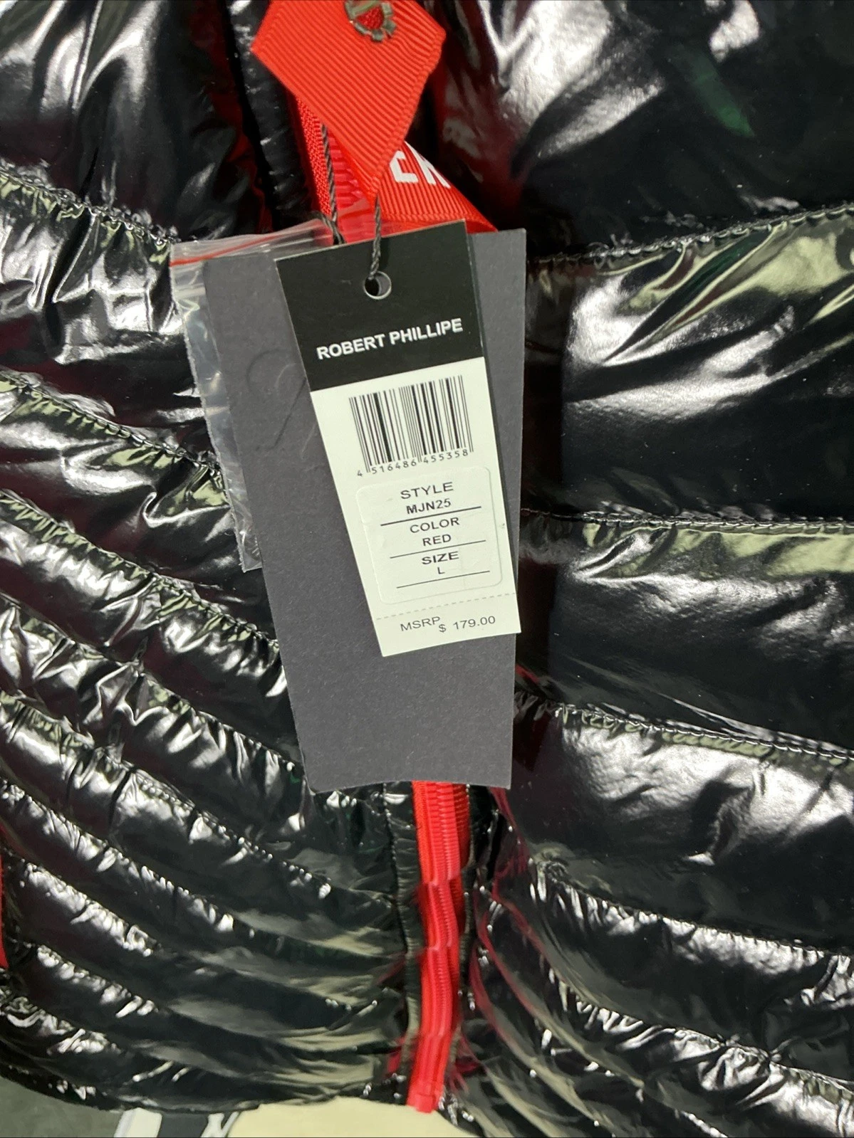 Robert Phillipe Men’s Puffer Jacket Size Large BRed Colorway – New With Tags image 3
