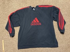 Vintage 90s Adidas Sweatshirt Embroidered Logo Classic Black Size XXL Rare Grail