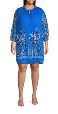 Skies Are Blue Plus Size Border Chiffon Knee Length Mini Dress 3XL