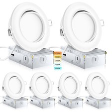 4 Inch Gimbal Led Recessed Lighting 6 Pack,Ajustable Eyeball Ceiling Light wi...