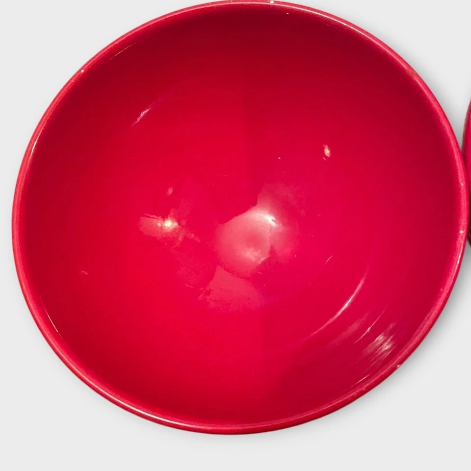 Waechtersbach Germany Set of 2 Ceramic 6" Soup Cereal Red Pedestal Vintage Bowls - Image 4 of 4