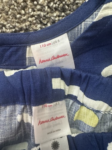 Hanna Andersson Girl Size 110 5 Short Top Set Blue - Picture 3 of 4
