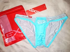 GX3 Light Blue & Grey XXL/XL Men's Soft Nylon Bikini Underwear Japan Swim Briefs