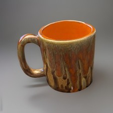 Handmade Stoneware Coffee Mug Brown Green Ora...