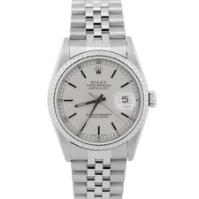 2001 Rolex DateJust 16220 Silver 36mm Stainless Engine-Turned Jubilee Box Papers