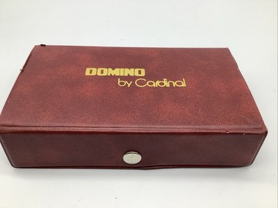 Vintage Domino By Cardinal 55 Pieces Nice 3/8'' Thick DOUBLE NINE Red Vinyl Case