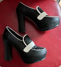 High Heel Plateau Pumps Gr. 39 NEU schwarz-weiß 70er Jahre Stil Seventies