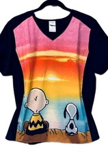 Charlie Brown Snoopy Scrubs V Neck Large free shipping