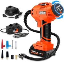 "Tire Inflator Portable Air Compressor, Cordless Car Tire Pump with 20V Recharge