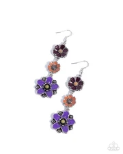 Paparazzi Floral Flock - Purple - Stone - Studs - Paint - Floral Earrings