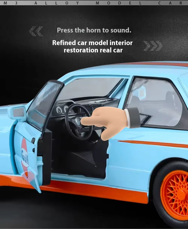 Nuevo 1:24 BMW M3 E30 1988 Diecast Vehículo Modelo Coche de Juguete Colección Niños Regalos Reino Unido Foto 4 de 4