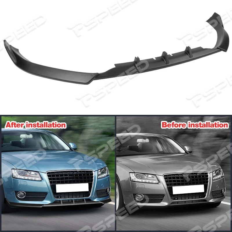 Labio de alerón de parachoques delantero PP negro mate para Audi A5/Quattro 2008-2012 estilo STP Foto 3 de 4