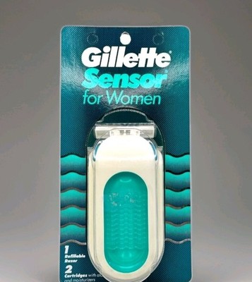 Vintage Gillette Sensor Refillable Razor Handle for Women with 2 Cartridges