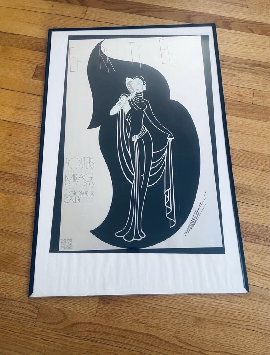 1978 Art Deco Art Foil Serigraph Print Poster by Erte 20x30 Signed