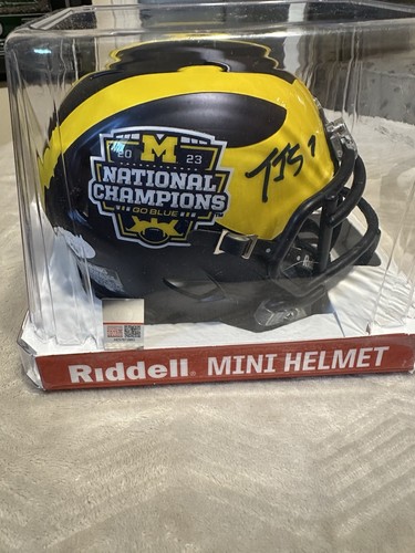 Trente Jones Autographed Michigan Mini Helmet 23’ National Champions JSA