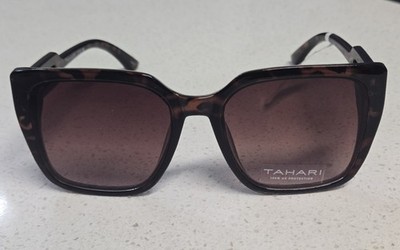 Tahari Oversized Square Sunglasses Brown Tortoise Shell TH959 TS Gradient