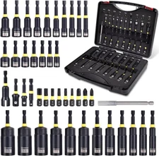 43PCS Nut Driver Set for Impact Drill, Magnetic and Deep Nut Drivers, Metric & S