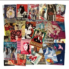 25 Piece Mix Lot 2” Classic Film Poster Stickers For Water Bottles, Vinyl