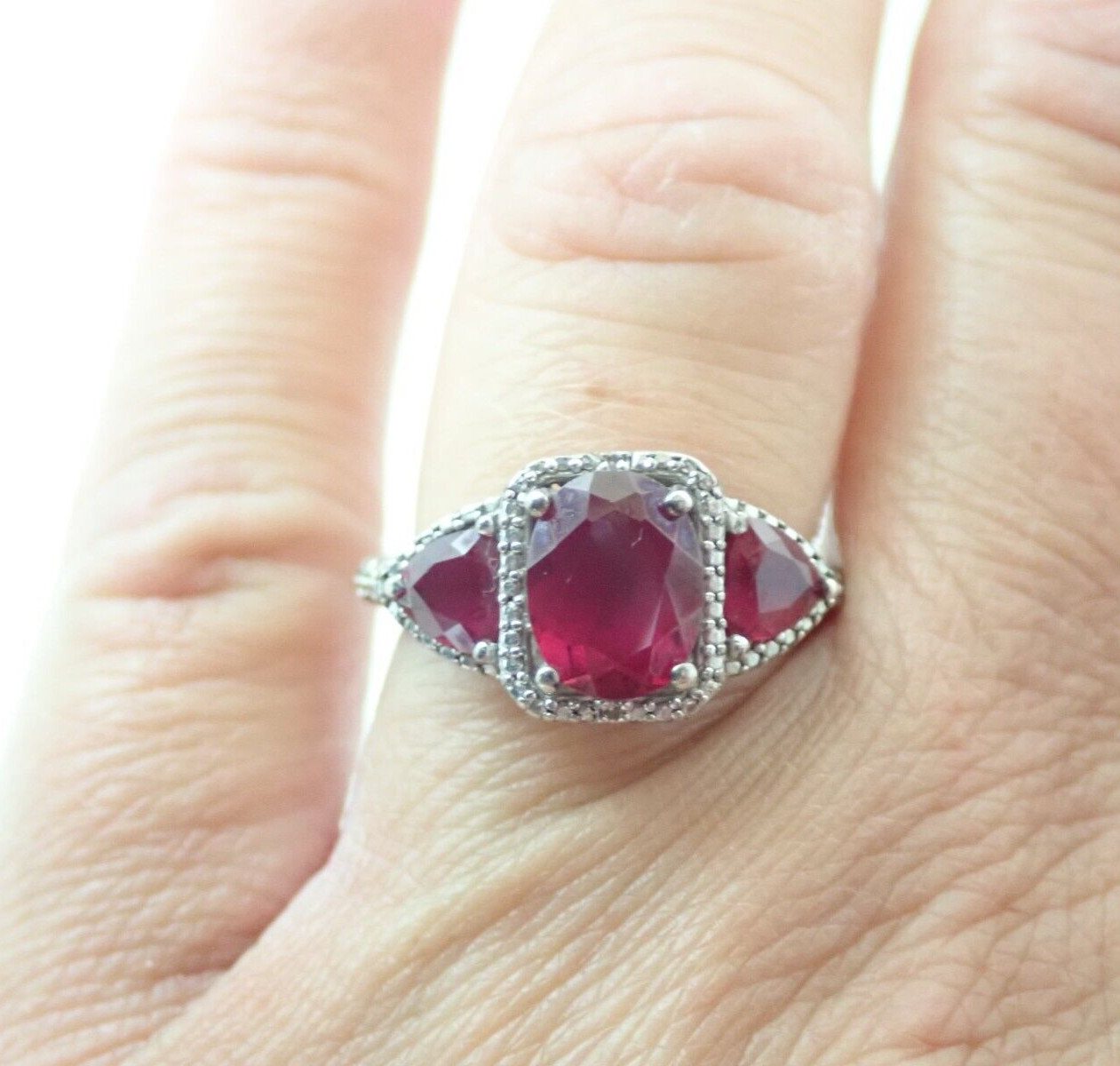 Designer SAI Signed Ruby & Diamond Sterling Silve… - image 11