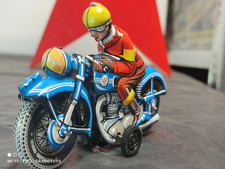 VINTAGE MOTORCYCLE JW BIKER TIN TOY FRICTION FLY WHEEL GDR DDR WESTERN GERMANY
