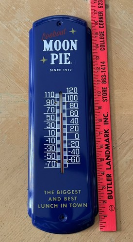 MOON PIE METAL ADVERTISING THERMOMETER (17"x 5") Biggest & Best Lunch in Town - Imagen 3 de 8