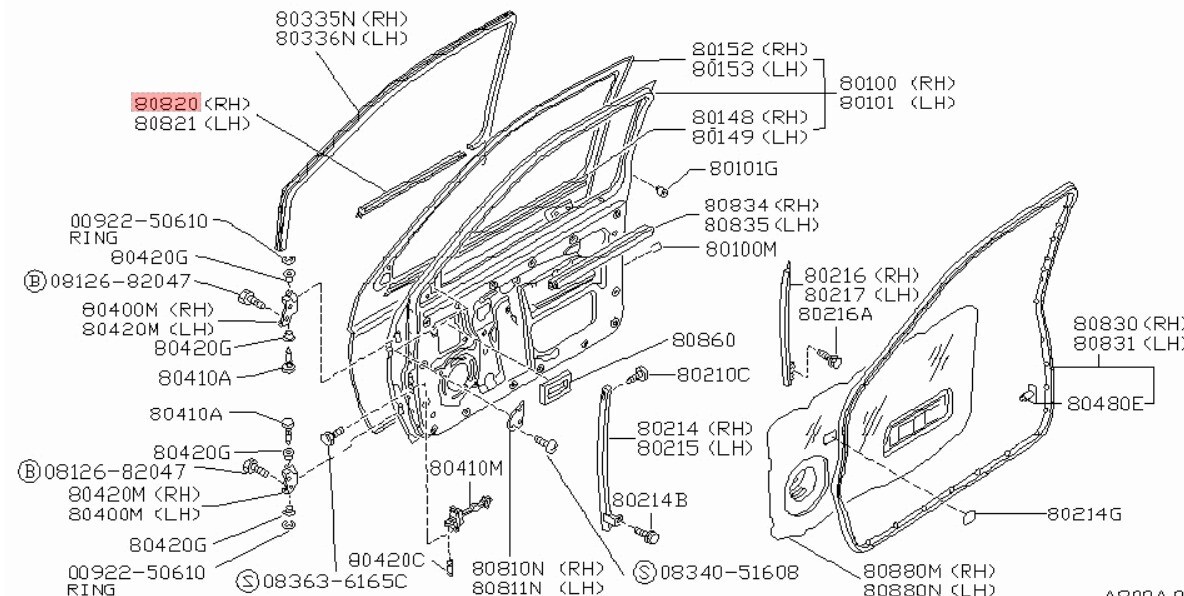 Nissan Genuine Molding Assembly Front Door Outside RH 80820