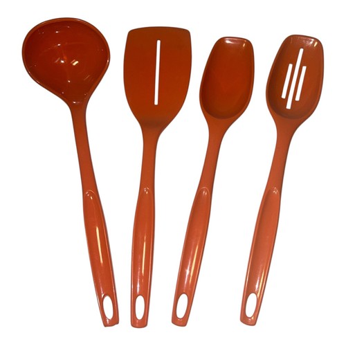 Utensilios de cocina vintage de 4 piezas Foley naranja plástico nailon 11" para cocinar/servir