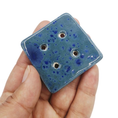 1Pc Large Sewing Button, Handmade Ceramic Speckled Blue Buttons For Coat, Blouse - Picture 8 of 10