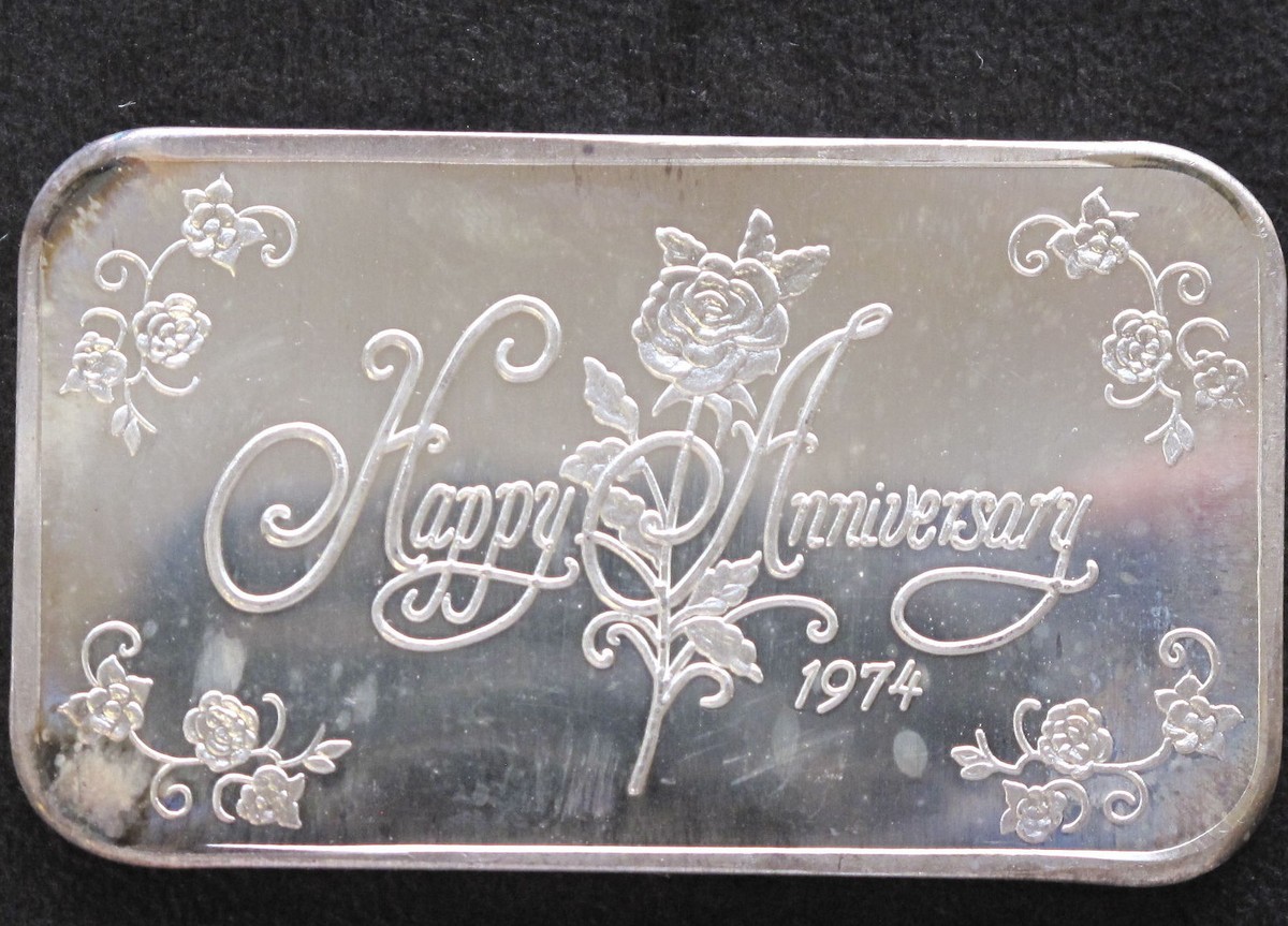 シルバープレート　ジュエリーボックス　リーフ柄 1974 Happy Anniversary Silver Art Bar CT-5 Crabtree Mint P1109 | eBay