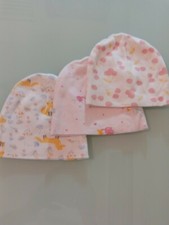 Newborn Cotton Hats Lot Of 3 EUC 