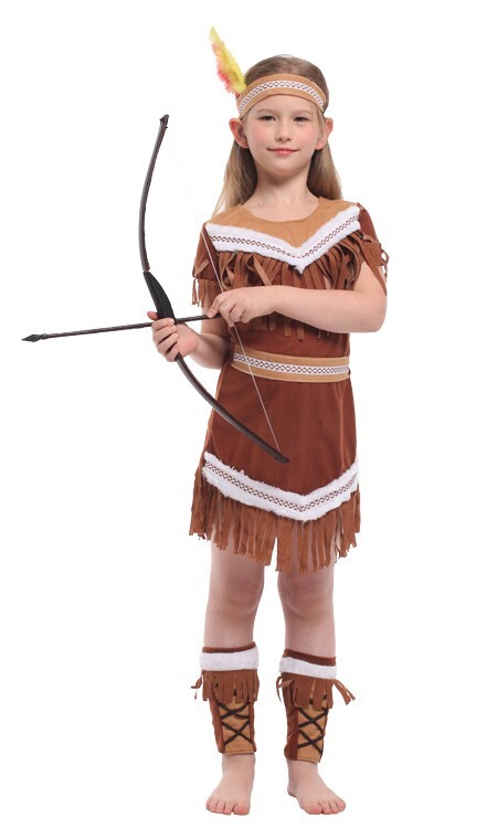 Niñas Nativo Indio Niños Disfraz Arquero Cazadora Halloween Vestido Elegante