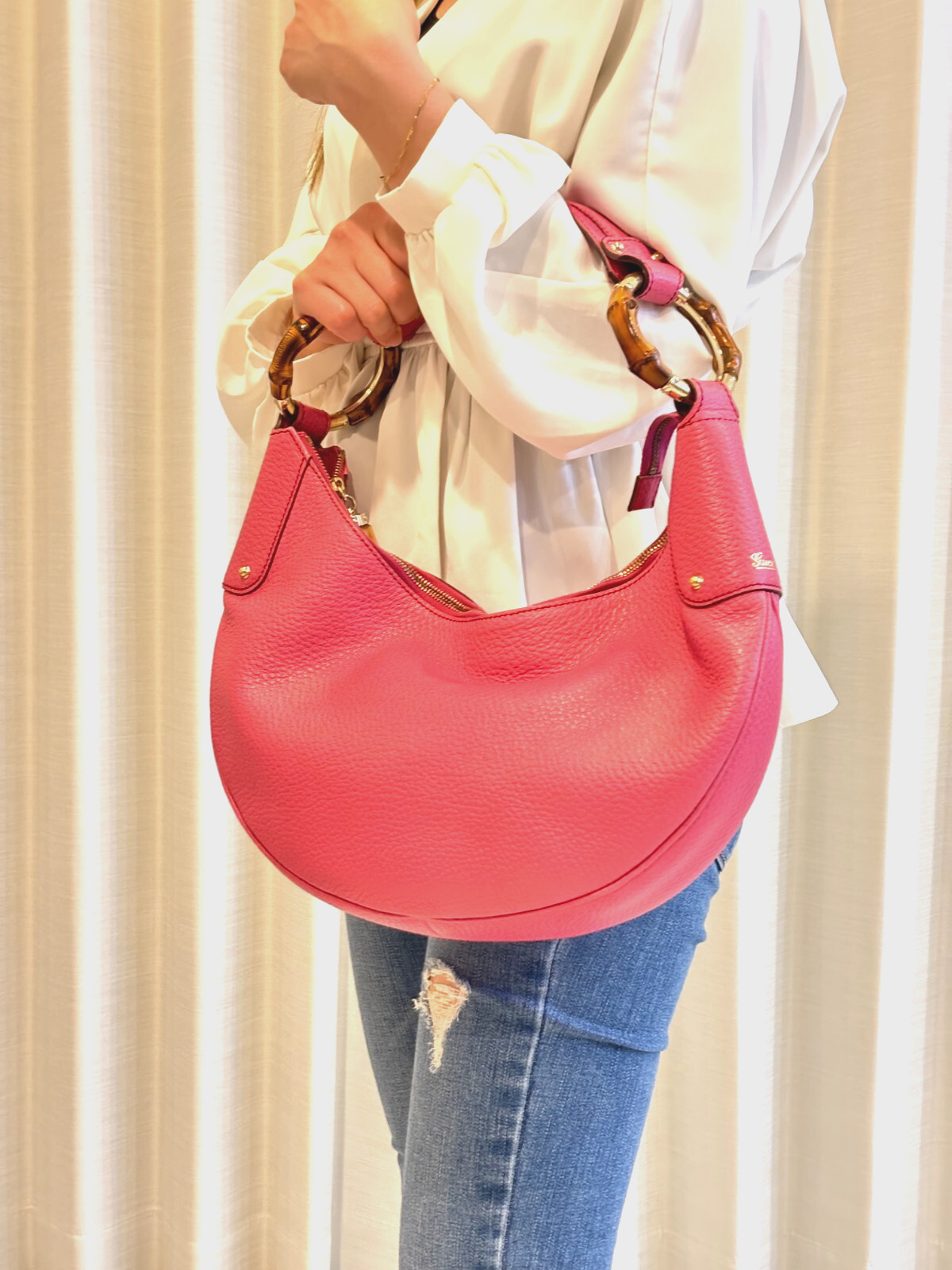 Borsa Gucci in pelle con mezzaluna