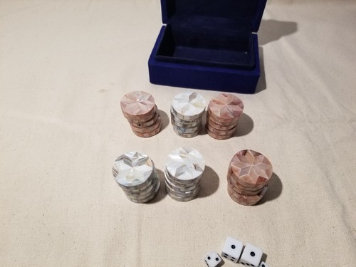 Handmade Mother of Pearl Inlaid 30 Backgammon Chips,Backgammon Set in a Gift Box - Picture 24 of 24