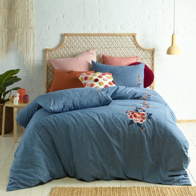 Tallulah Embroidered Linen Cotton Quilt Cover Set Double by Accessorize