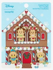 Loungefly Disney Mickey Mouse & Friends Gingerbread Enamel Pin Set - NEW