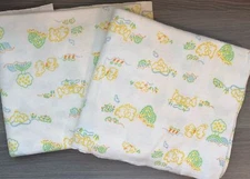 Vintage Cotton Knit Fabric Baby Animal Print 2 Separate Pieces