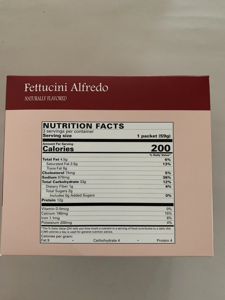 Fettucini Alfredo Aspartame free entree low calorie - Image 2 of 2