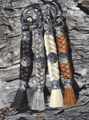 AUSTIN ACCENT Beautiful 100% Braided Horse Hair Key Ring Chain with Concho *** Great Gift ***