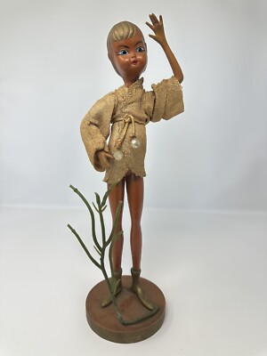 Vintage 1960 s MCM Tiki-Bar Diva Pixie Rubber Bendy Figurine Hong Kong Groovy!