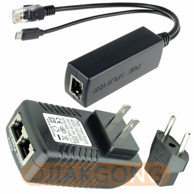 Power Over Ethernet Kit PoE(48V Injector+ 12V Active Splitter) for IP camera AP