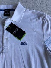 Image of HUGO BOSS GLACIER WHITE POLO SHIRT 19”PTP SIZE S BNWT BRAND NEW WITH TAGS