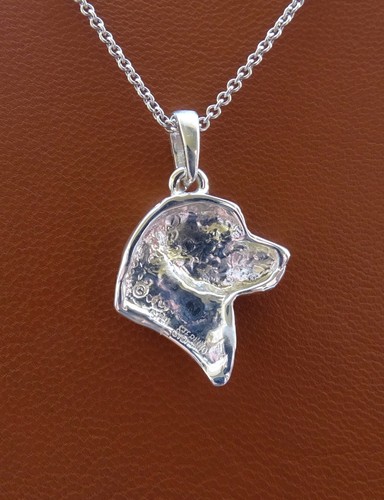 Medium Sterling Silver Rottweiler Head Study Pendant - 第 4/5 張圖片