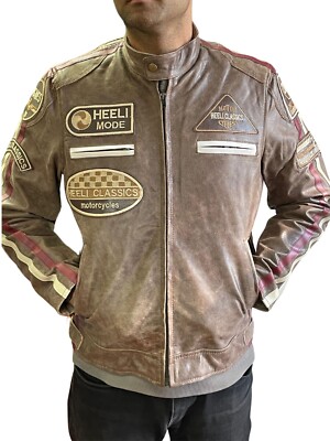 RK Sports Brown Leather Jacket – Retro Style with Armour Pockets UK