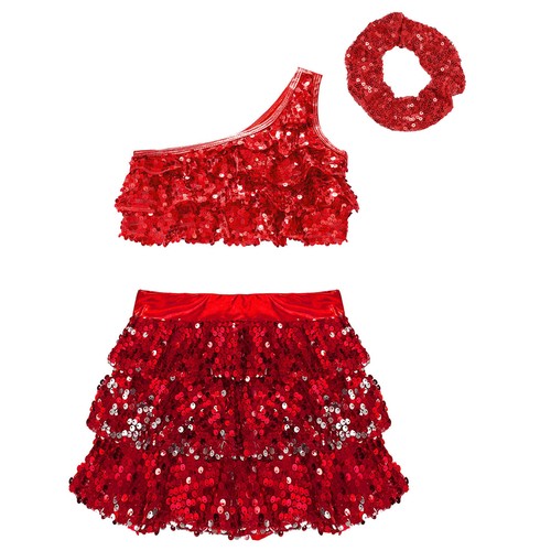 Kids Girls Outfit Dance Set Latin Suit Shiny Competition Culottes Costume Jazz - Picture 24 of 51